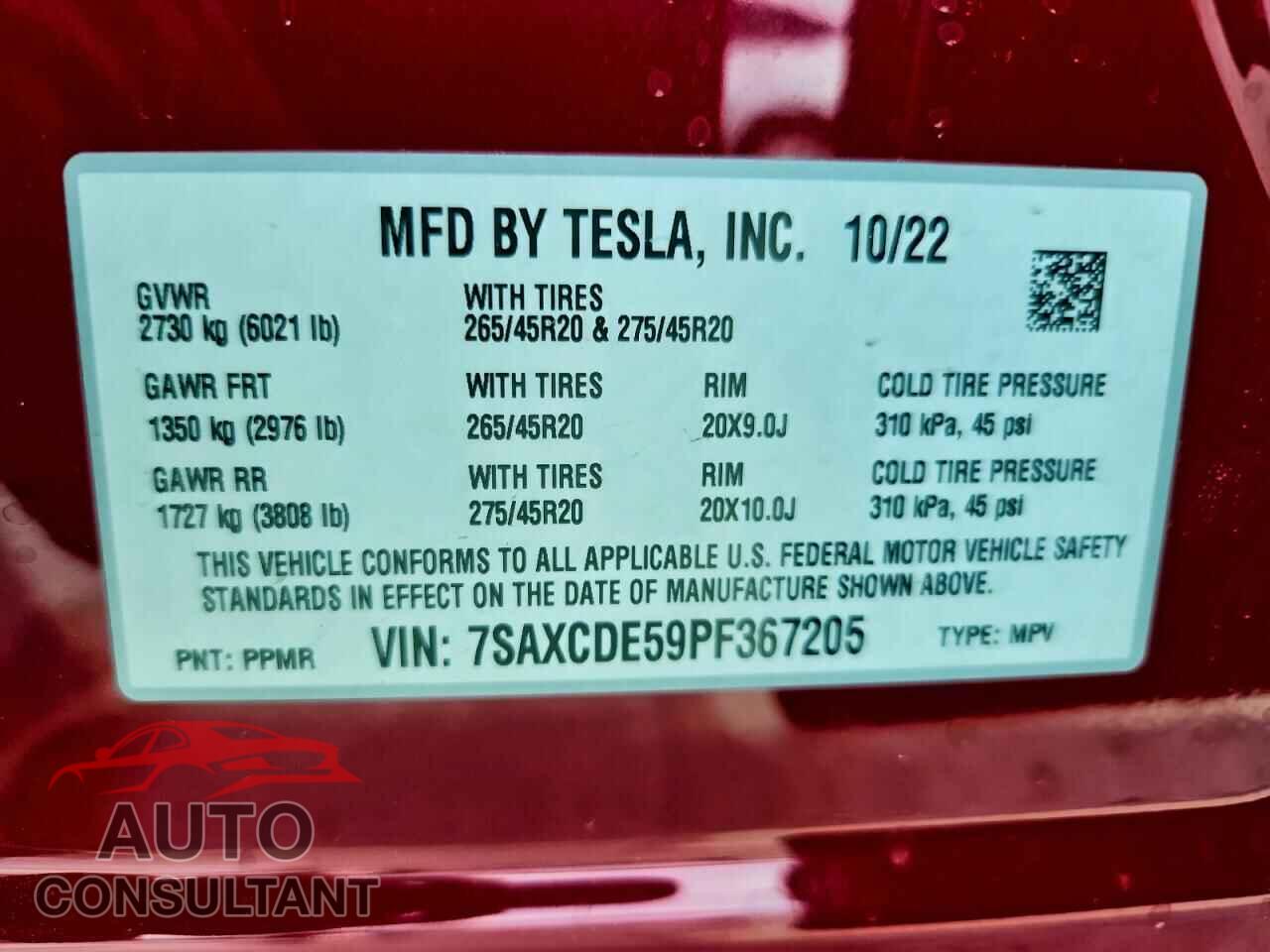 TESLA MODEL X 2023 - 7SAXCDE59PF367205