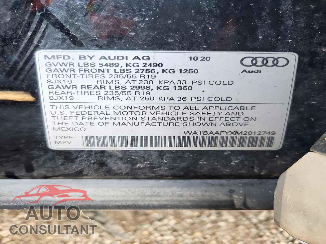 AUDI Q5 2021 - WA1BAAFYXM2012749