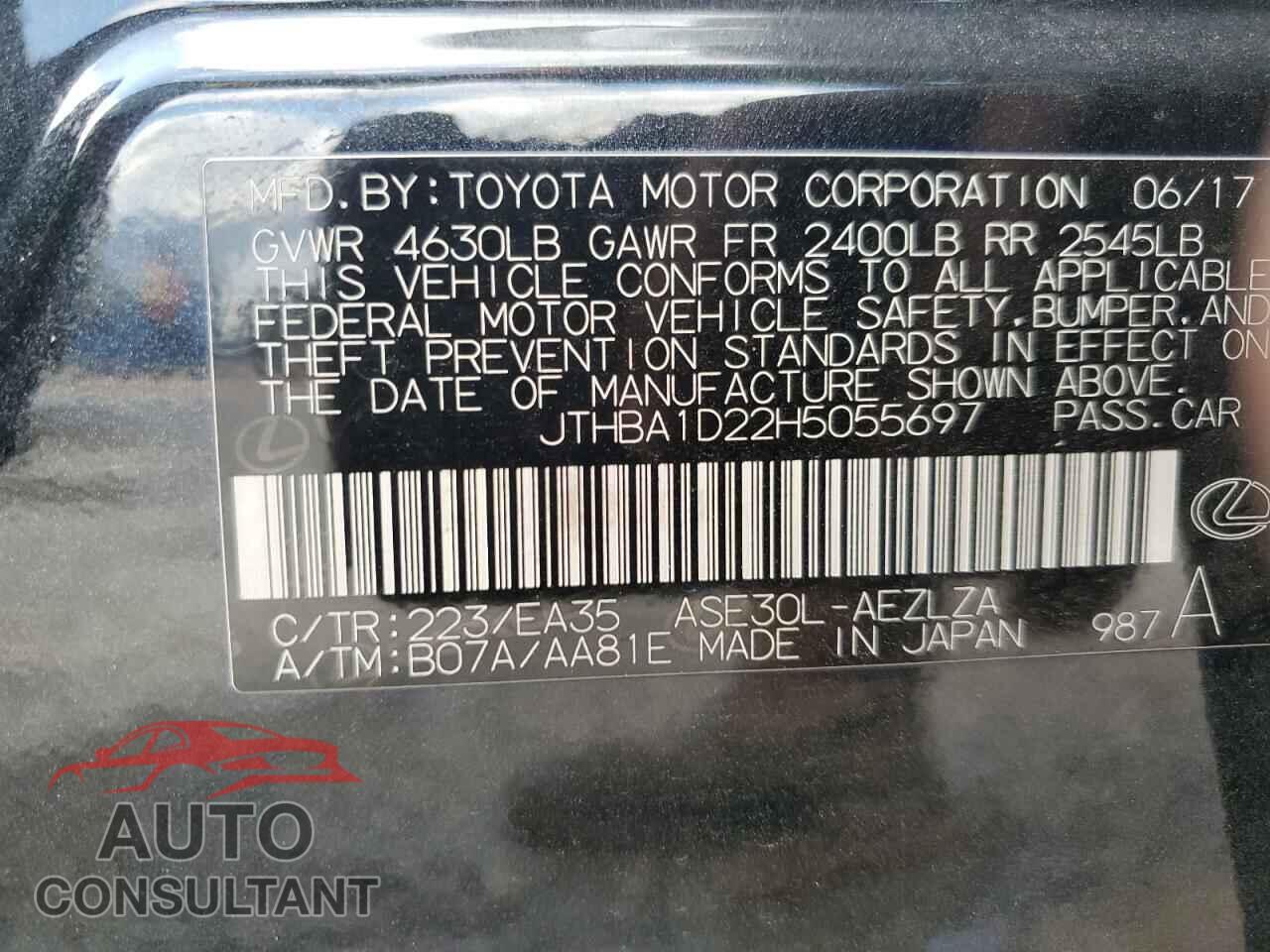 LEXUS IS 2017 - JTHBA1D22H5055697