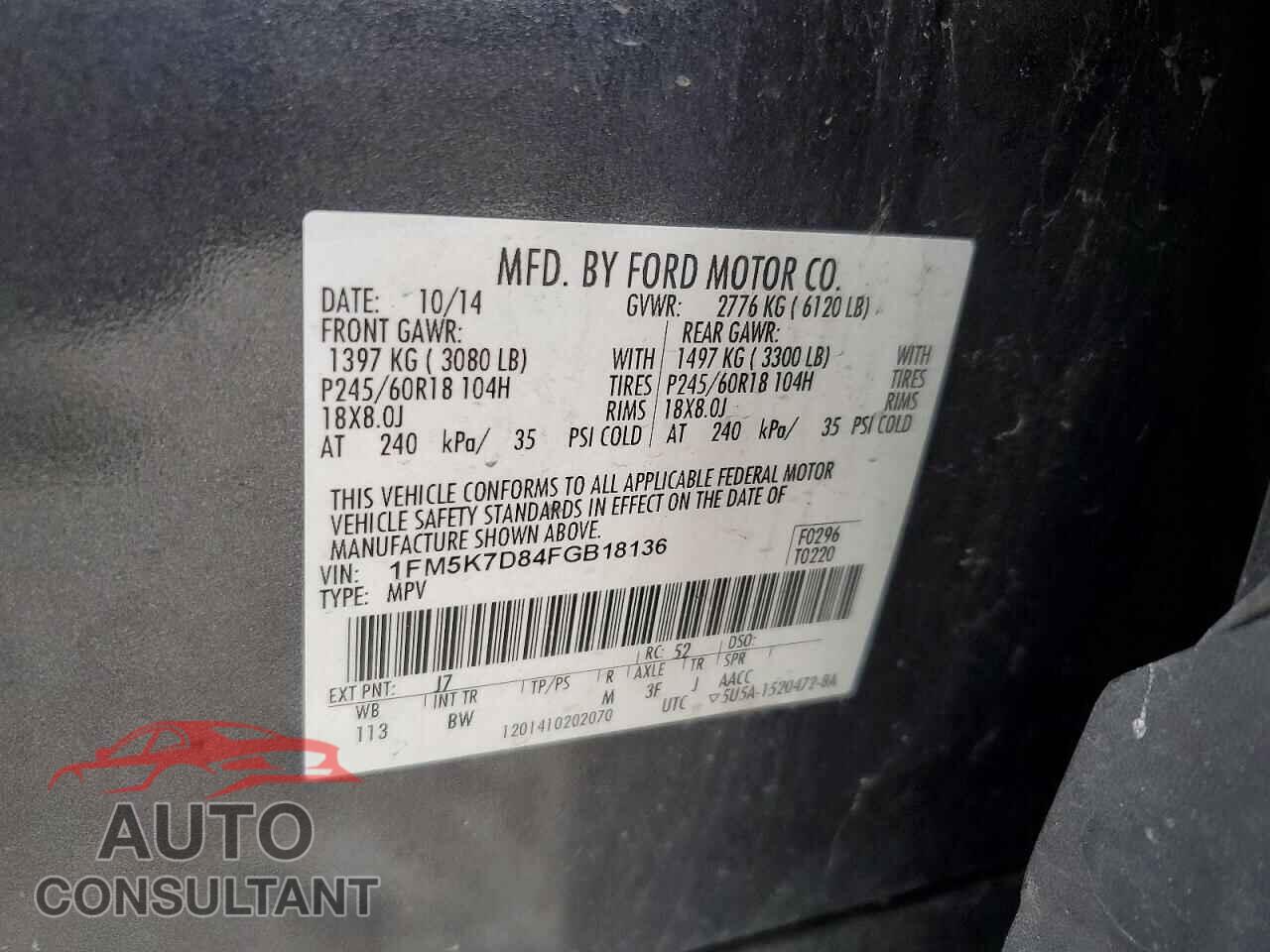 FORD EXPLORER 2015 - 1FM5K7D84FGB18136