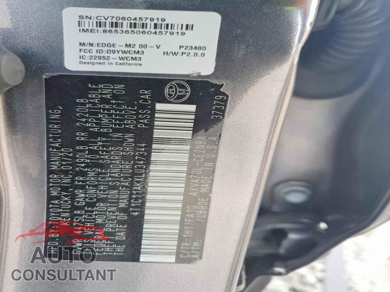 TOYOTA CAMRY 2020 - 4T1C11AKXLU347344