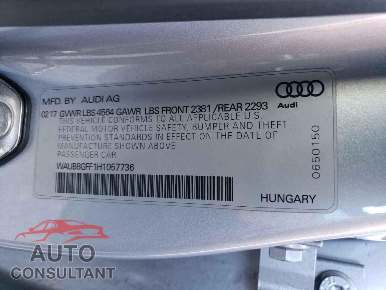 AUDI A3 2017 - WAUB8GFF1H1057736