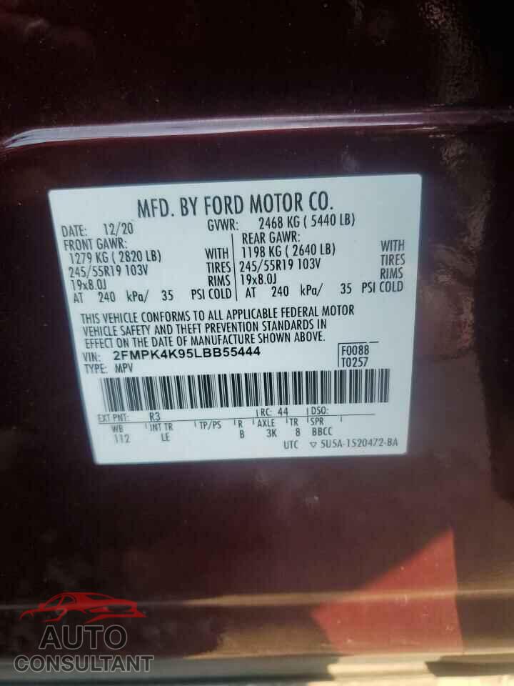 FORD EDGE 2020 - 2FMPK4K95LBB55444