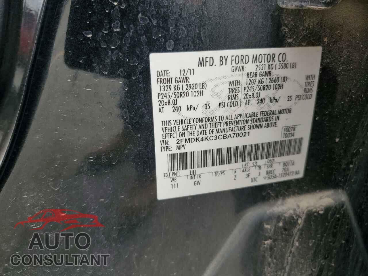 FORD EDGE 2012 - 2FMDK4KC3CBA70021