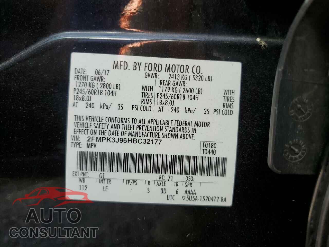 FORD EDGE 2017 - 2FMPK3J96HBC32177