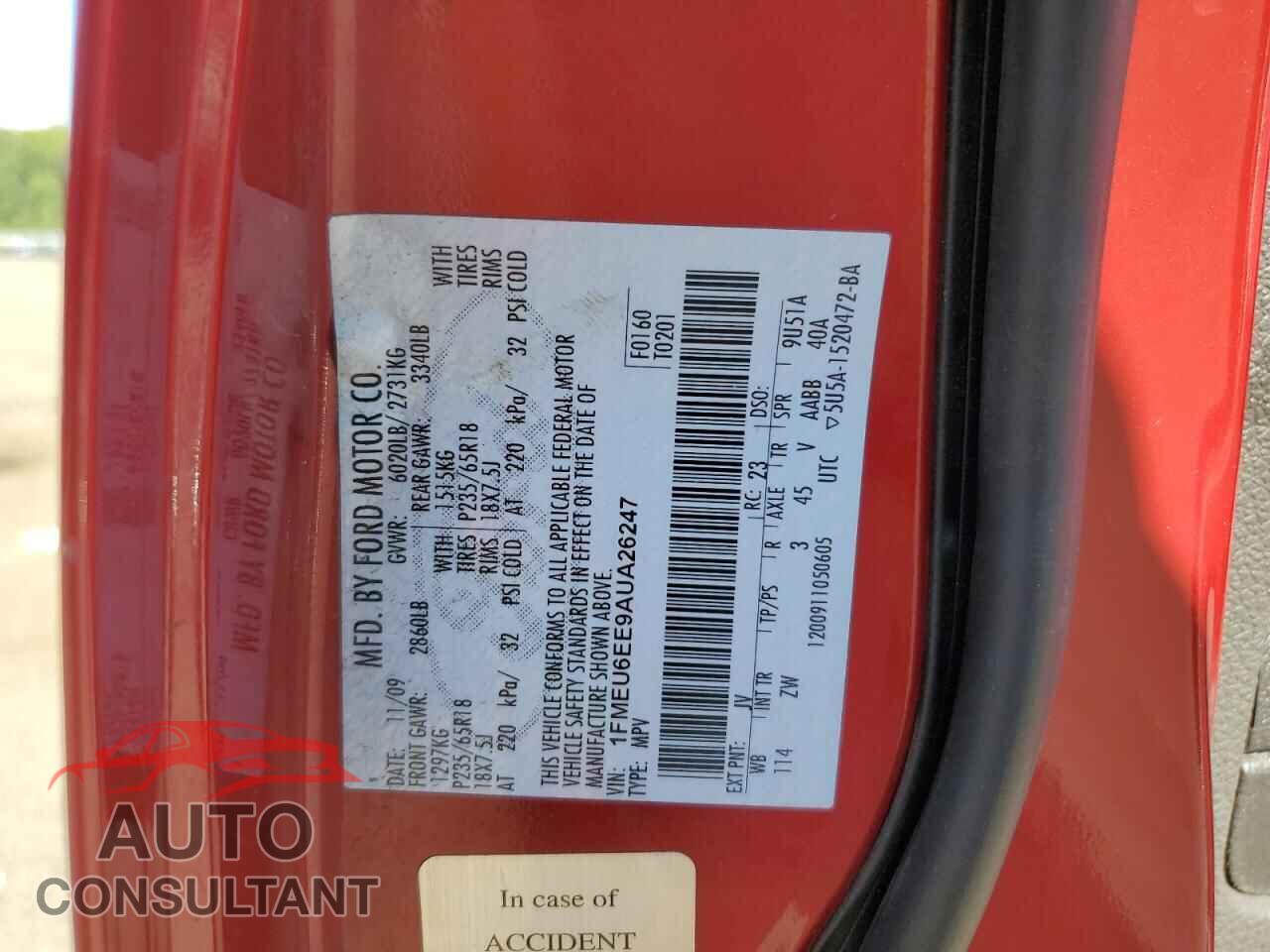 FORD EXPLORER 2010 - 1FMEU6EE9AUA26247