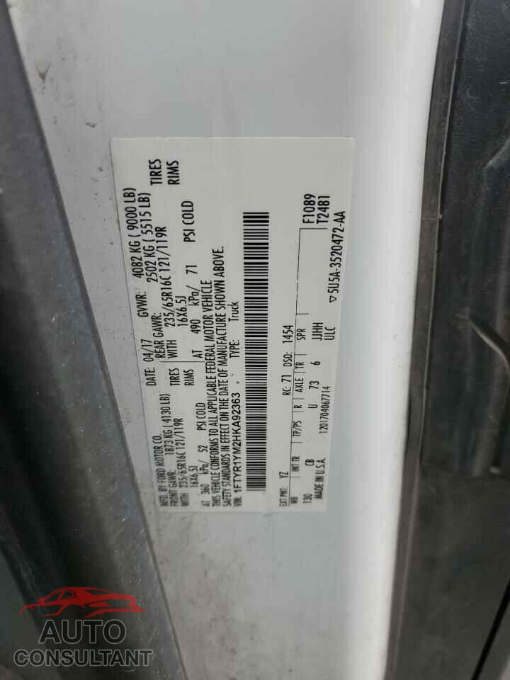 FORD TRANSIT 2017 - 1FTYR1YM2HKA92363