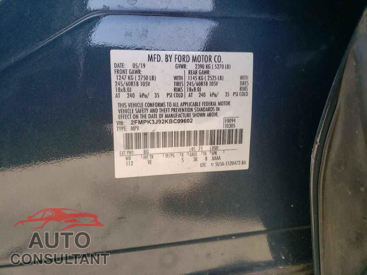 FORD EDGE 2019 - 2FMPK3J92KBC09602