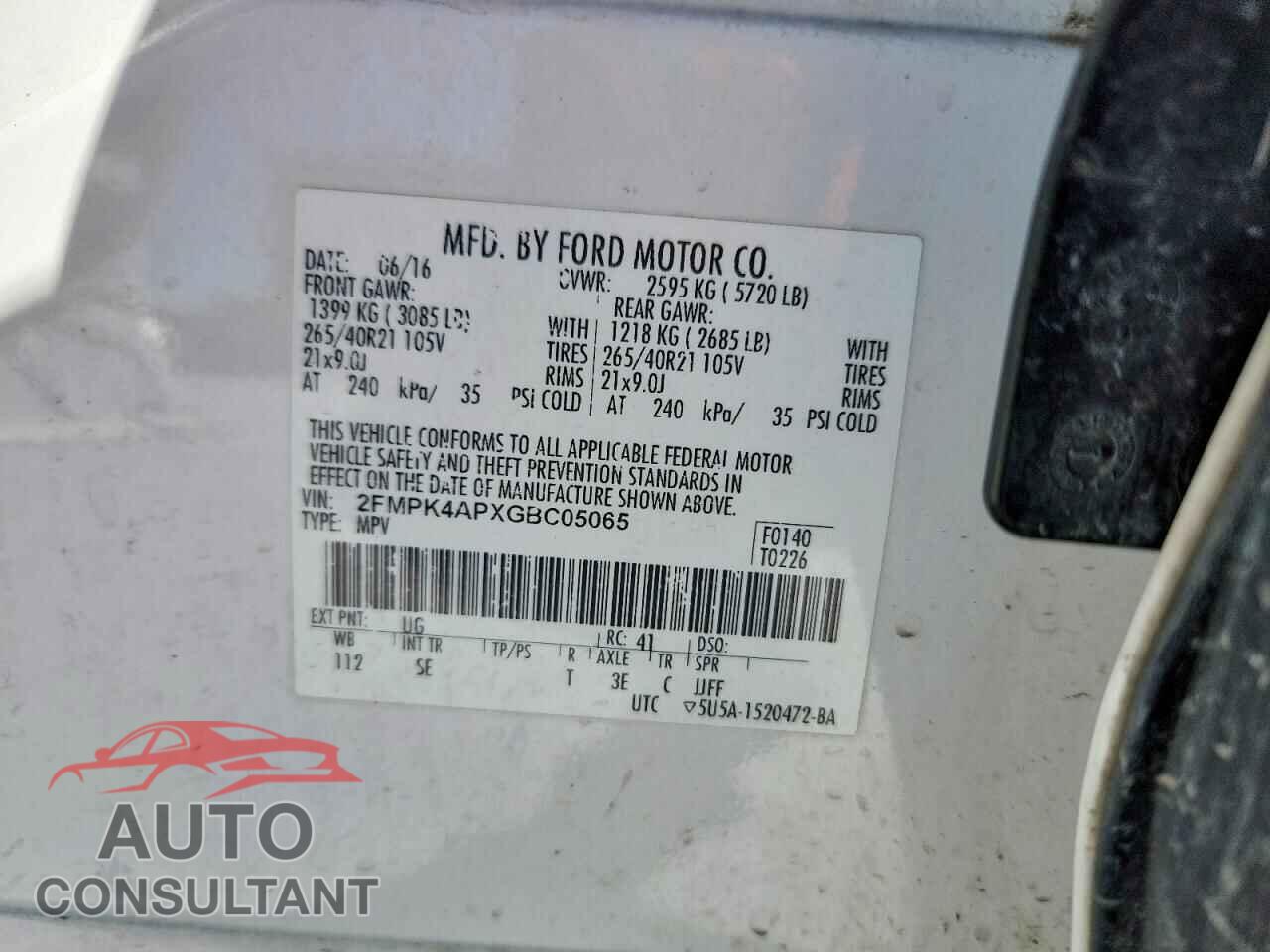 FORD EDGE 2016 - 2FMPK4APXGBC05065