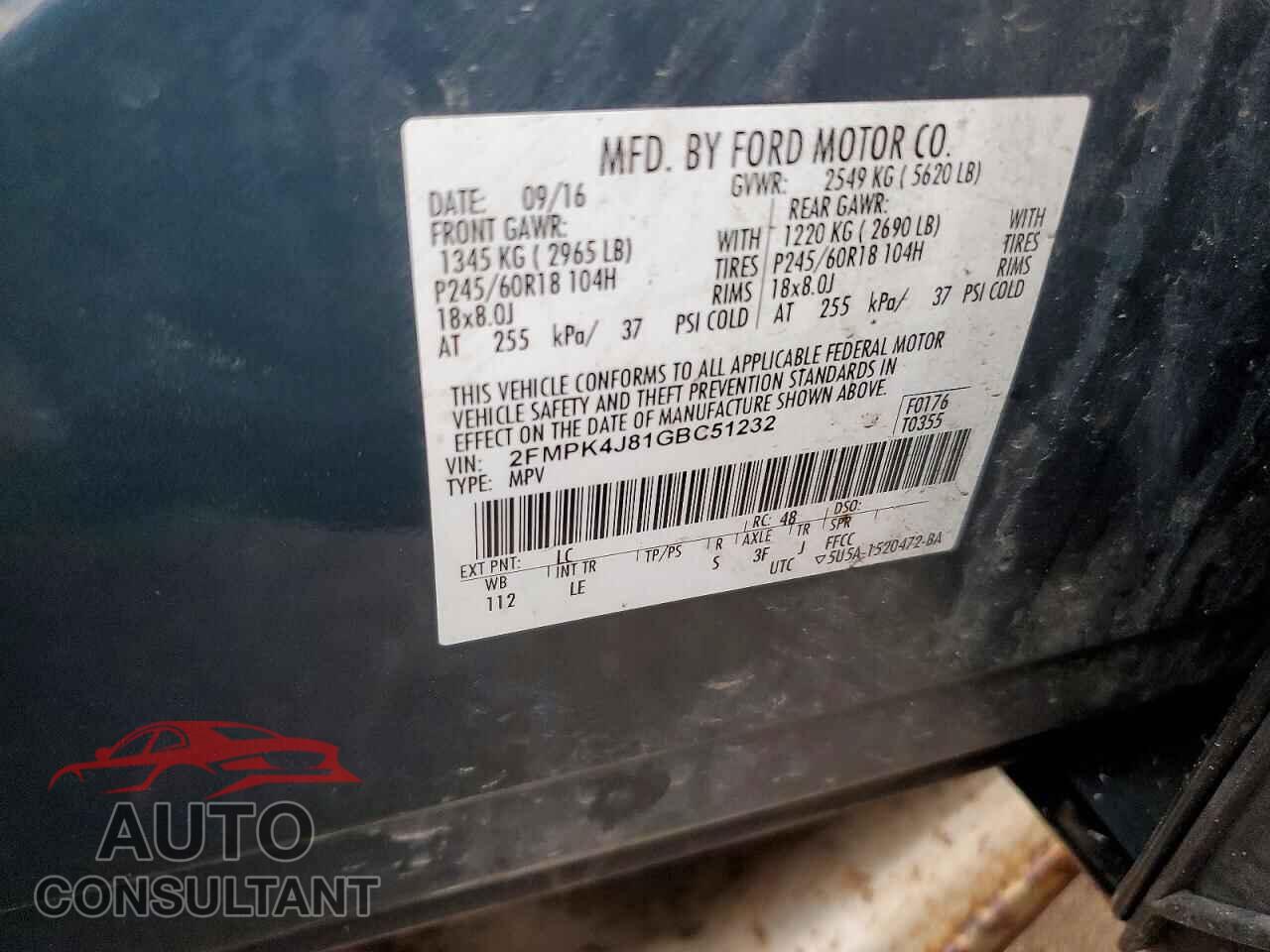 FORD EDGE 2016 - 2FMPK4J81GBC51232