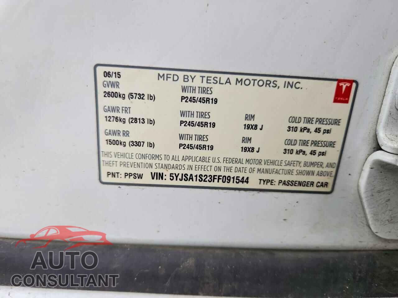 TESLA MODEL S 2015 - 5YJSA1S23FF091544