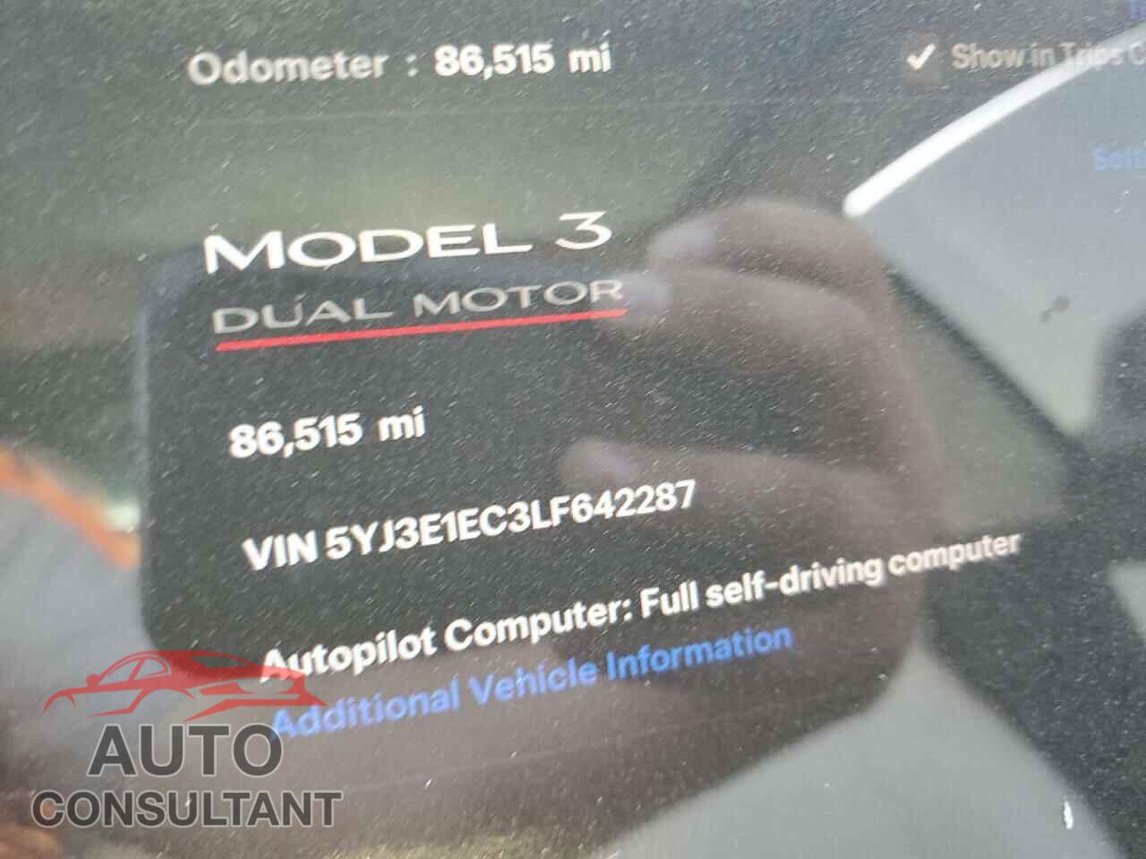 TESLA MODEL 3 2020 - 5YJ3E1EC3LF642287