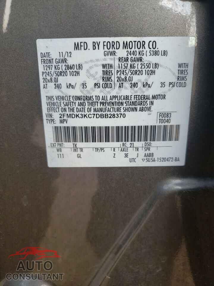 FORD EDGE 2013 - 2FMDK3KC7DBB28370