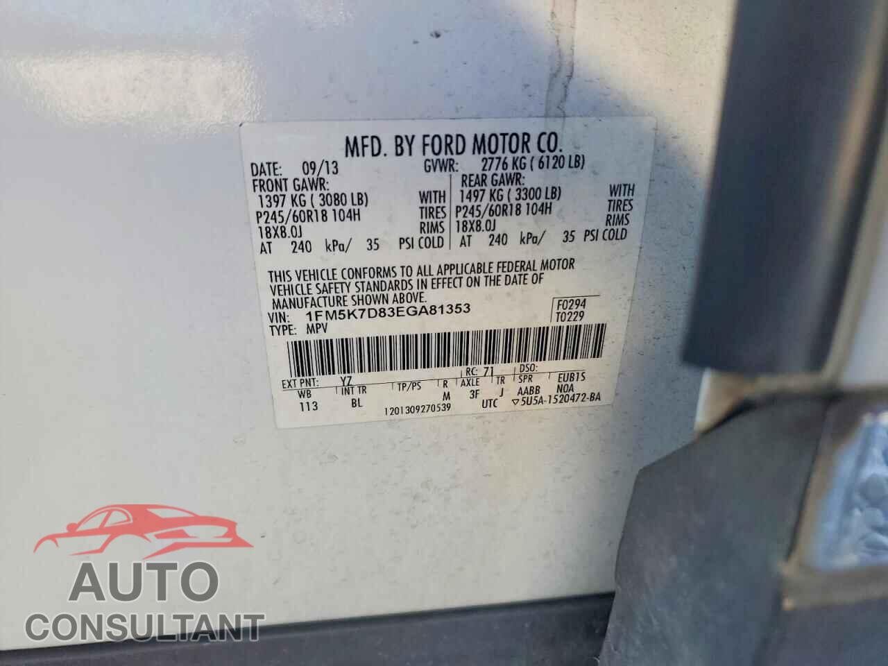 FORD EXPLORER 2014 - 1FM5K7D83EGA81353