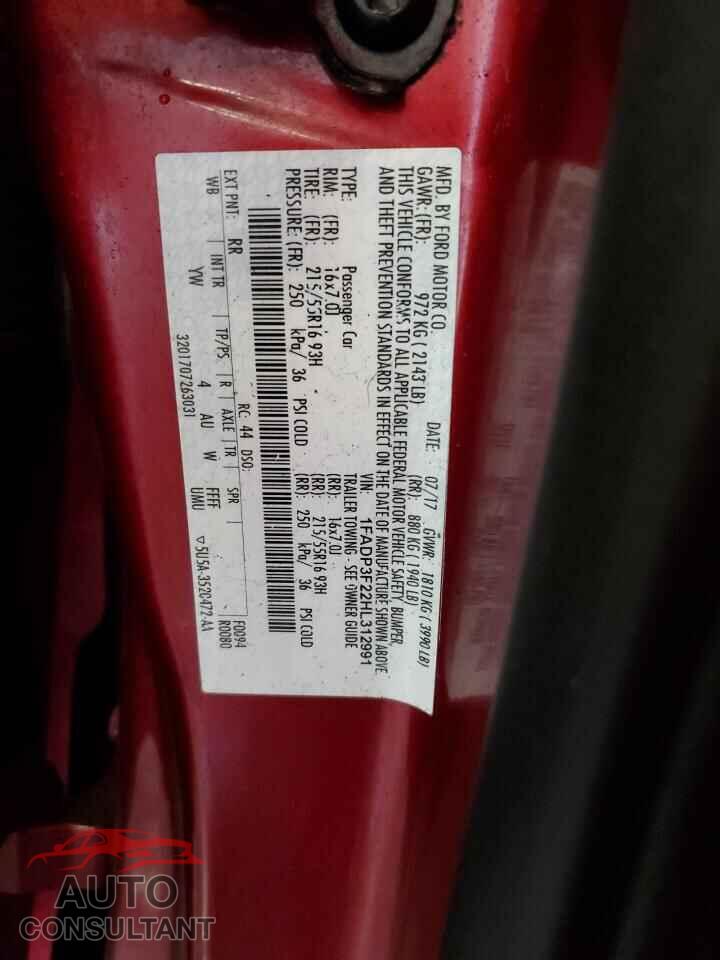 FORD FOCUS 2017 - 1FADP3F22HL312991