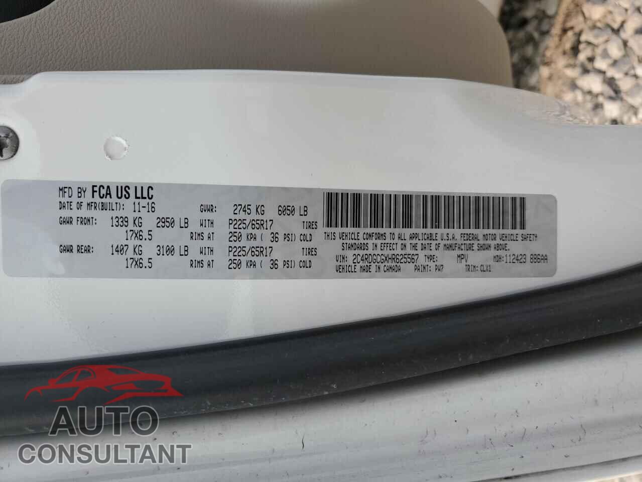 DODGE CARAVAN 2017 - 2C4RDGCGXHR625567