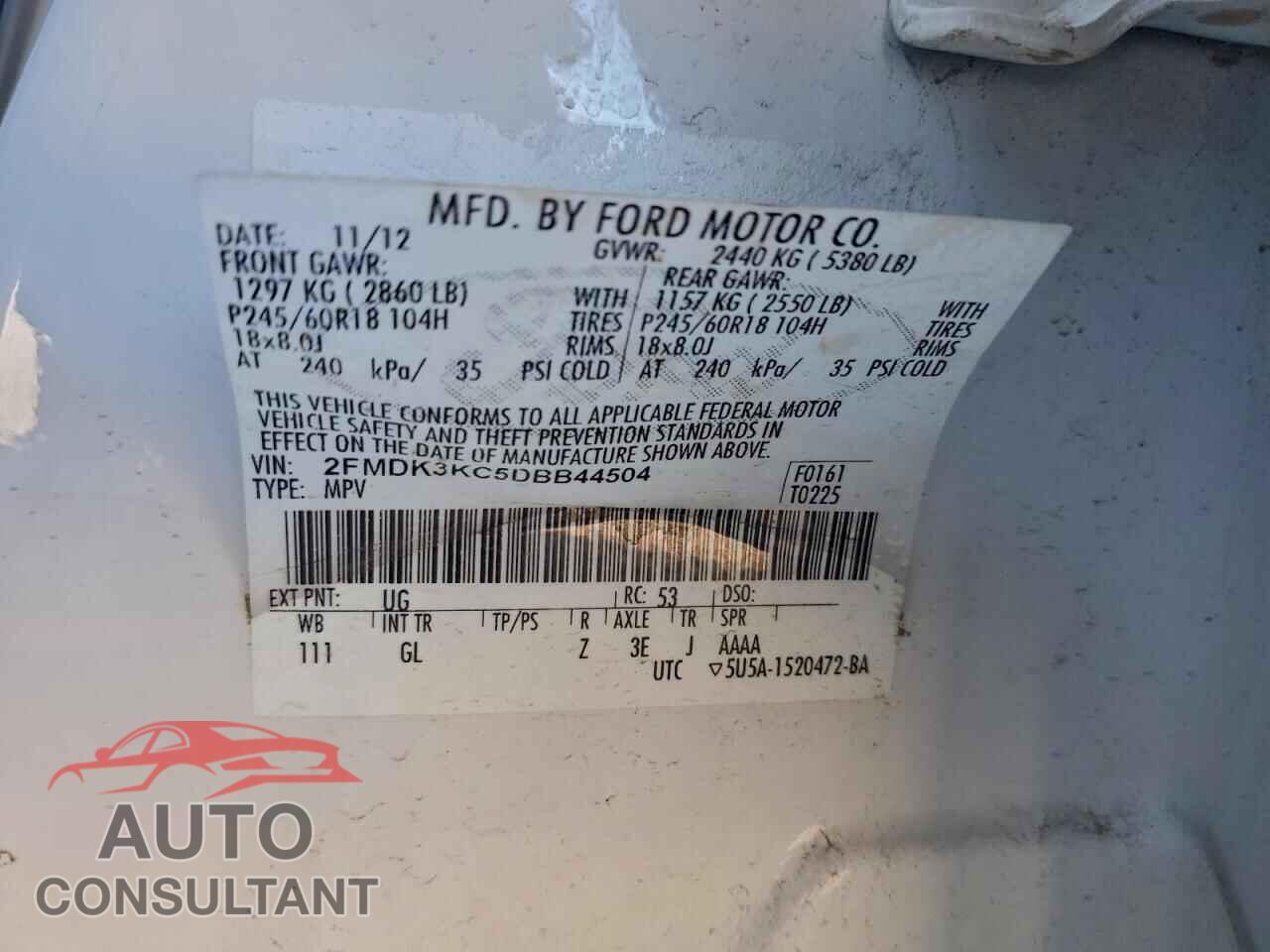 FORD EDGE 2013 - 2FMDK3KC5DBB44504
