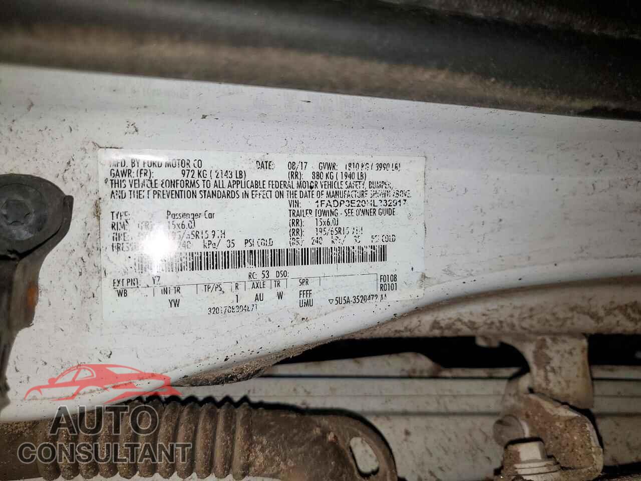 FORD FOCUS 2017 - 1FADP3E20HL332917