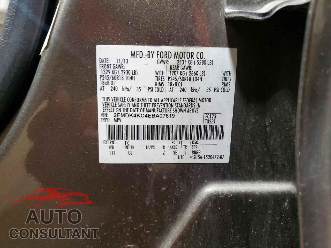 FORD EDGE 2014 - 2FMDK4KC4EBA07819