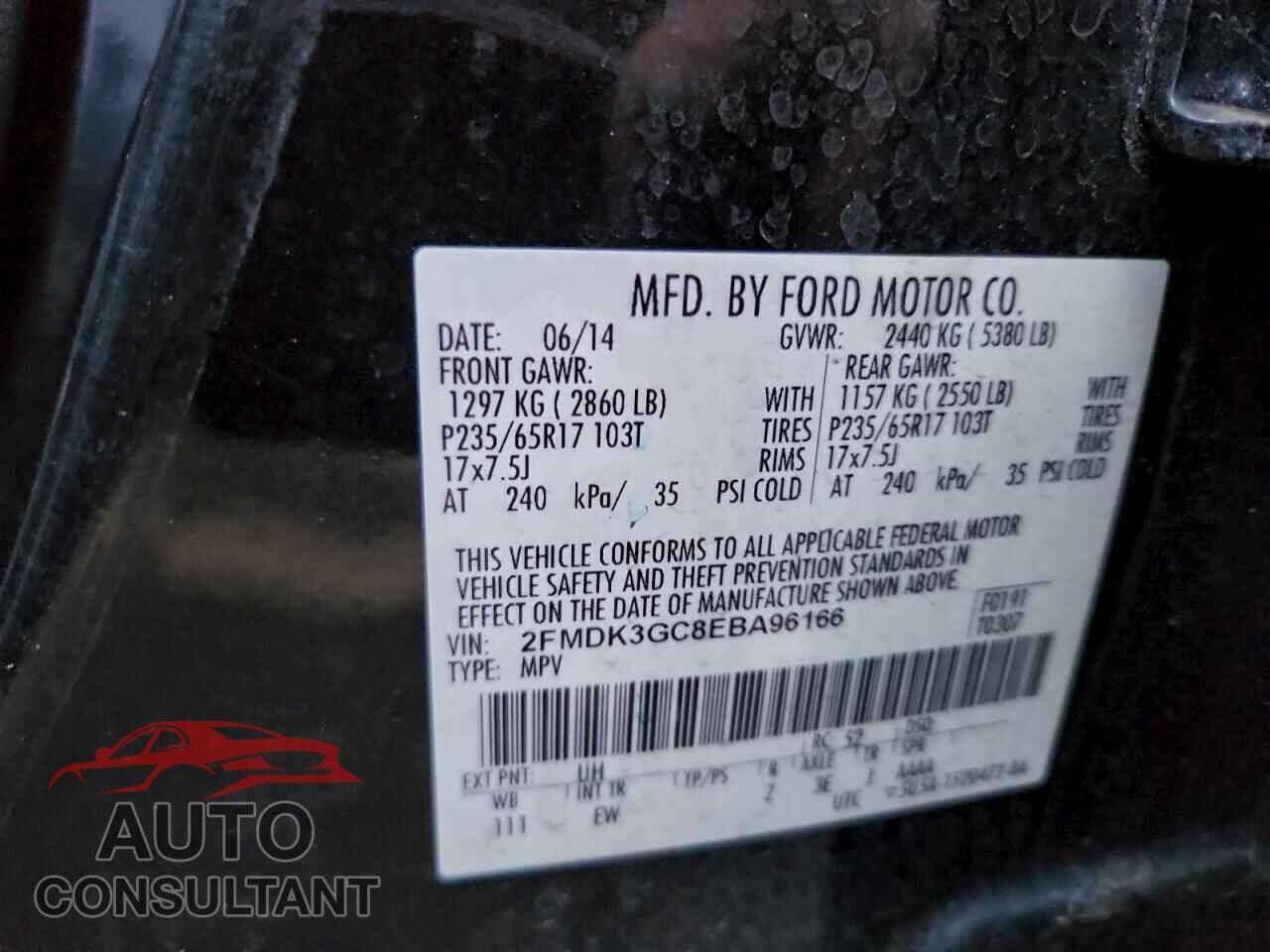 FORD EDGE 2014 - 2FMDK3GC8EBA96166