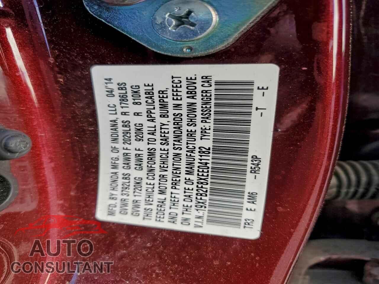 HONDA CIVIC 2014 - 19XFB2F8XEE041182