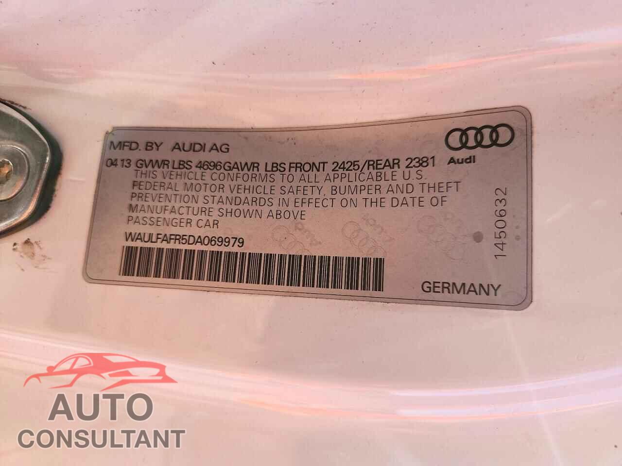 AUDI A5 2013 - WAULFAFR5DA069979