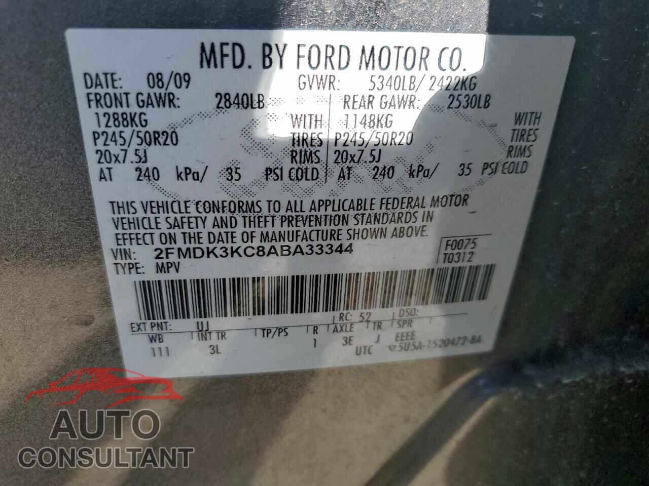 FORD EDGE 2010 - 2FMDK3KC8ABA33344