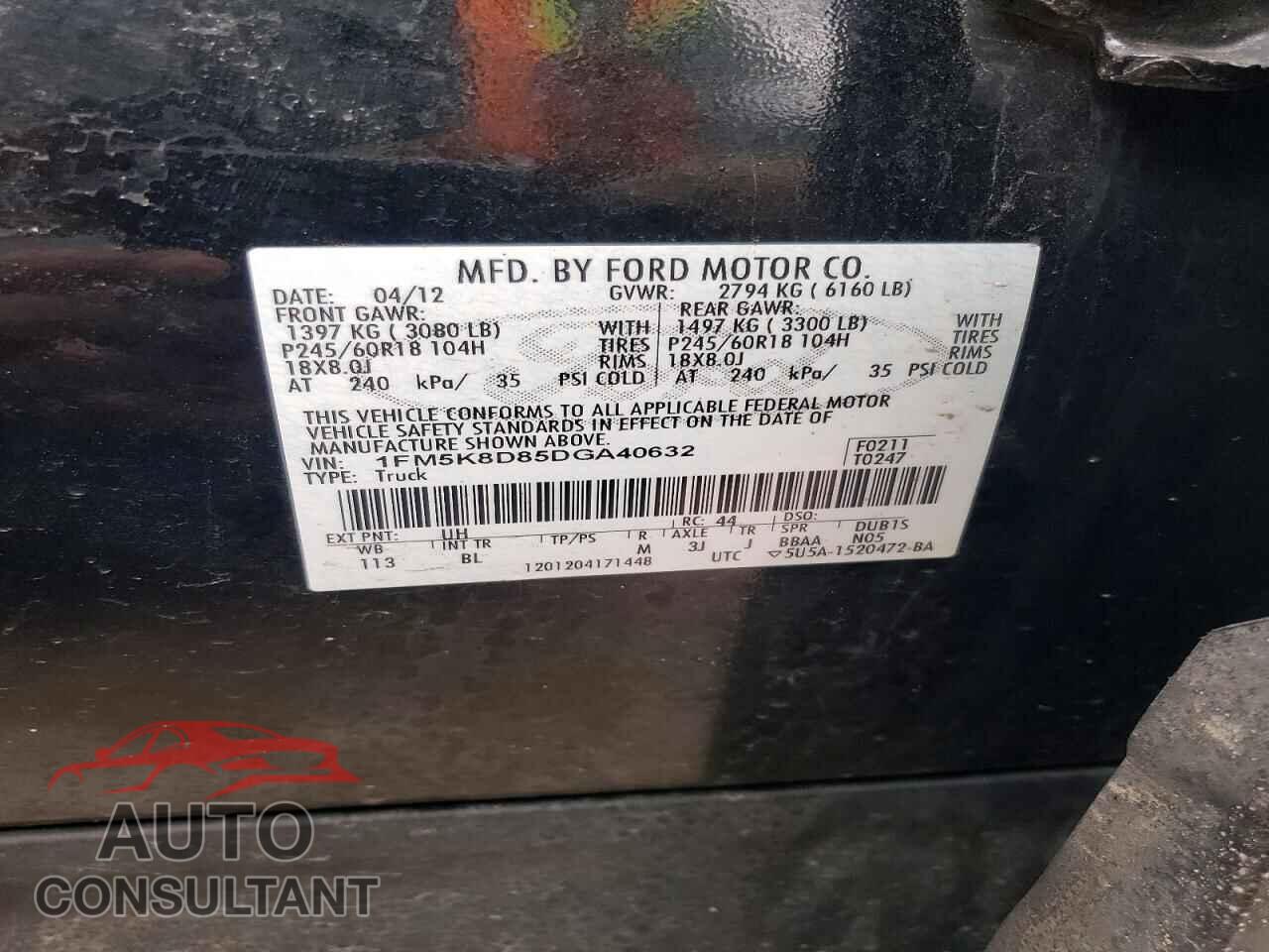 FORD EXPLORER 2013 - 1FM5K8D85DGA40632
