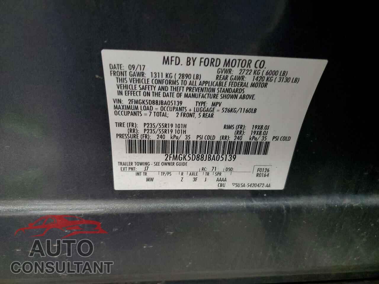 FORD FLEX 2018 - 2FMGK5D88JBA05139