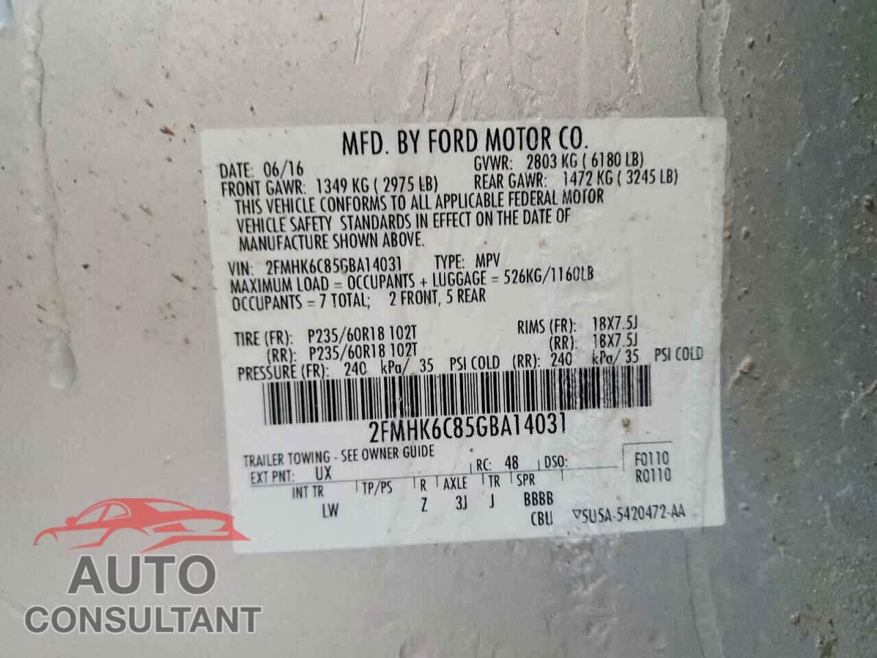 FORD FLEX 2016 - 2FMHK6C85GBA14031
