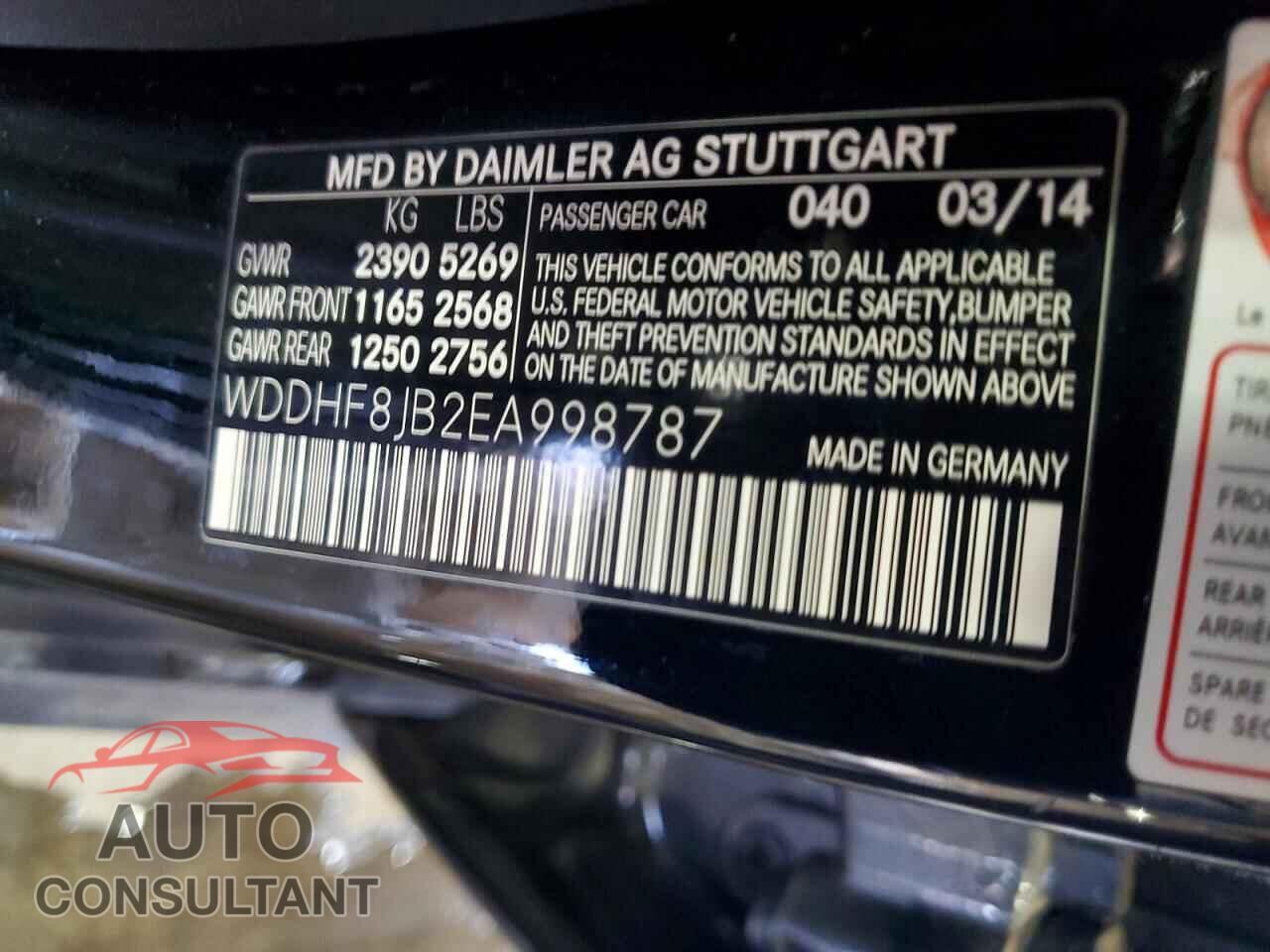 MERCEDES-BENZ E-CLASS 2014 - WDDHF8JB2EA998787