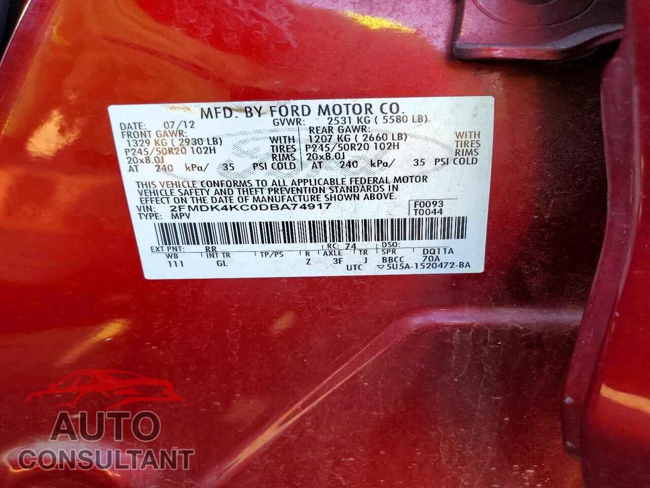 FORD EDGE 2013 - 2FMDK4KC0DBA74917