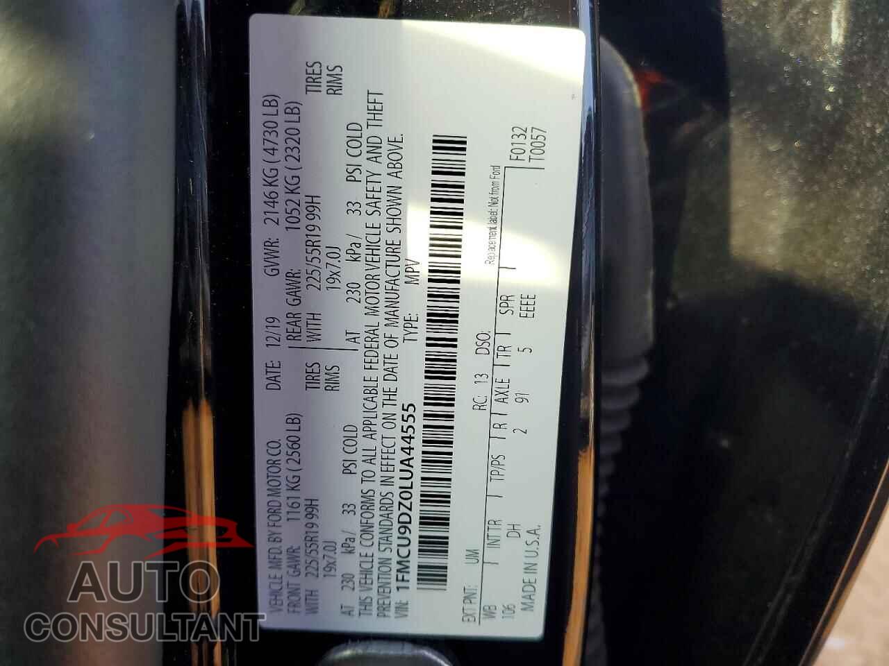 FORD ESCAPE 2020 - 1FMCU9DZ0LUA44555