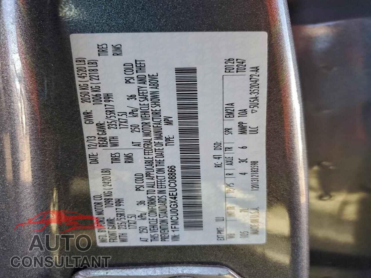 FORD ESCAPE 2014 - 1FMCU0GX4EUC08866
