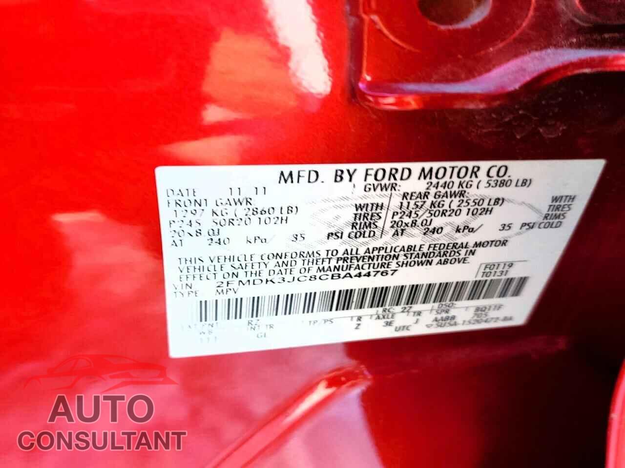 FORD EDGE 2012 - 2FMDK3JC8CBA44767