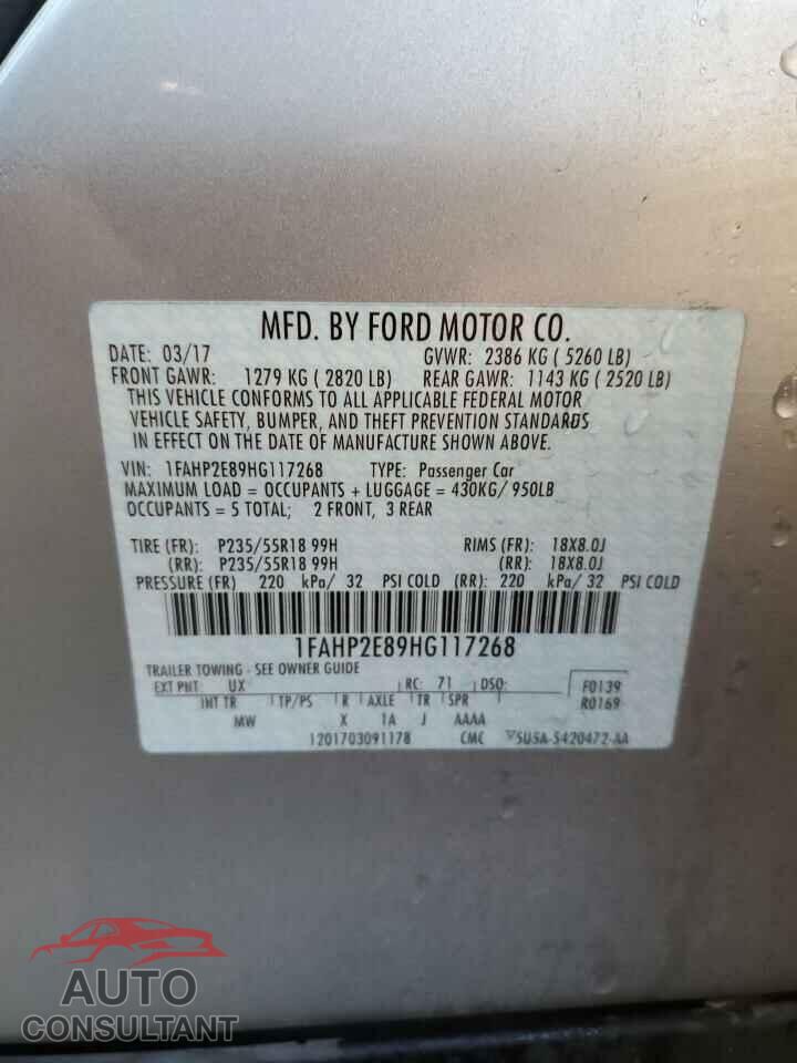 FORD TAURUS 2017 - 1FAHP2E89HG117268