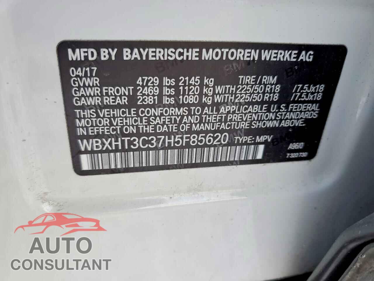 BMW X1 2017 - WBXHT3C37H5F85620