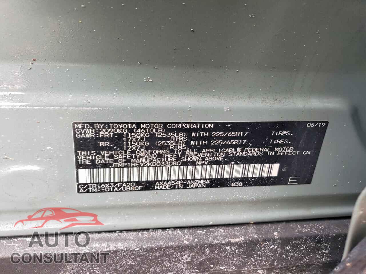 TOYOTA RAV4 2019 - JTMP1RFV2KD033080