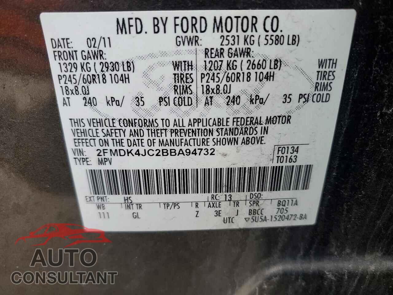 FORD EDGE 2011 - 2FMDK4JC2BBA94732