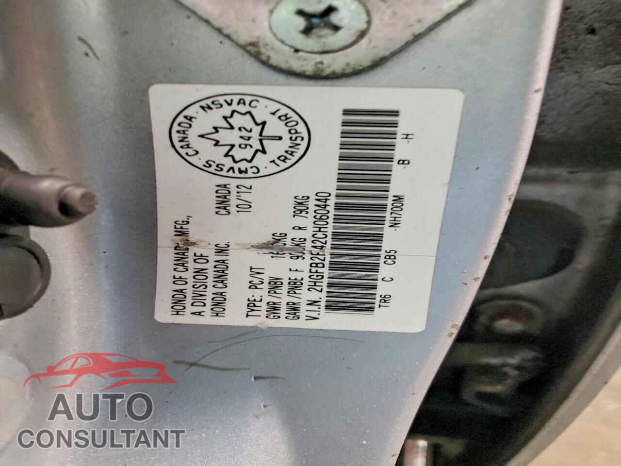 HONDA CIVIC 2012 - 2HGFB2F42CH060440