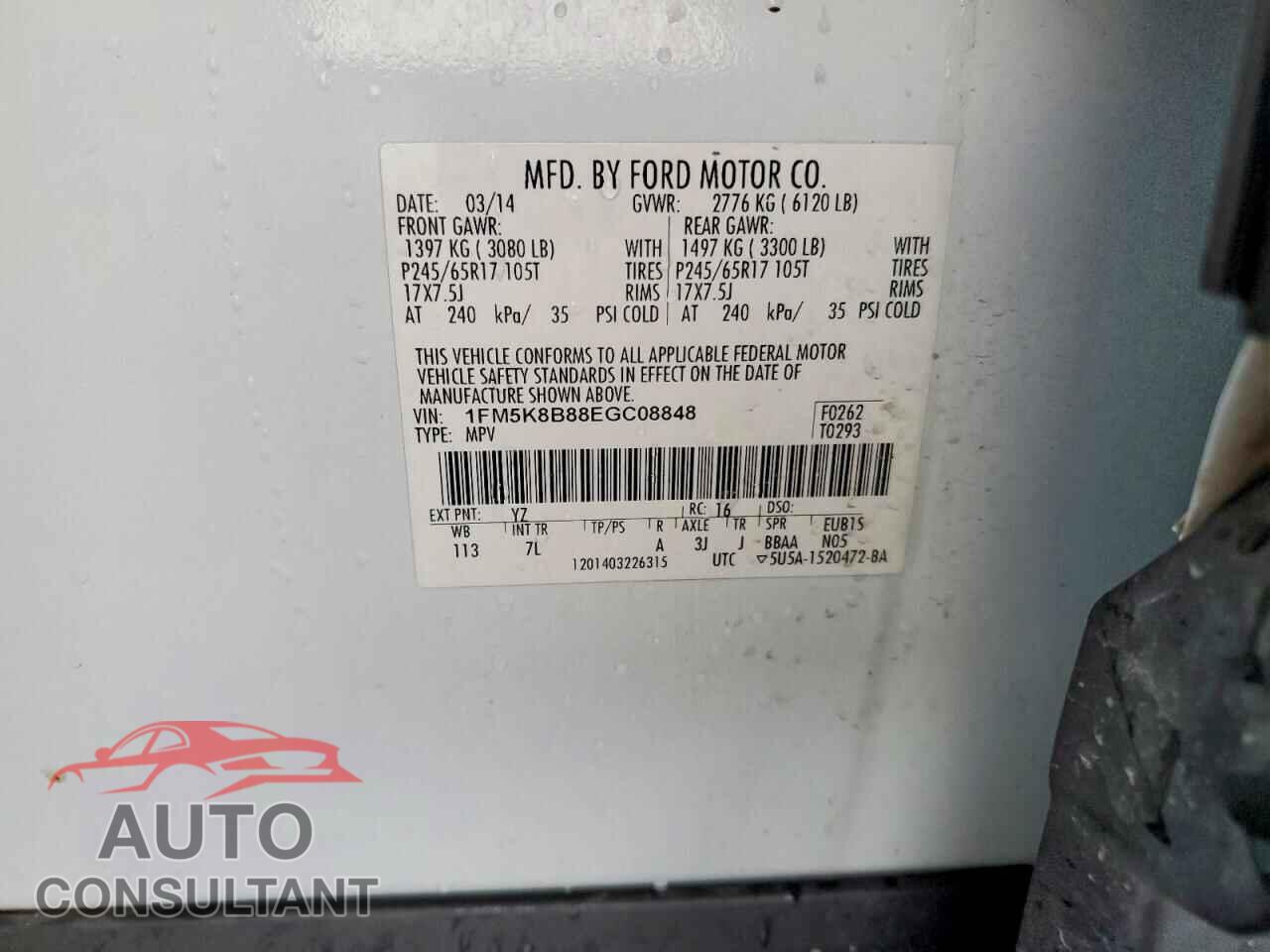 FORD EXPLORER 2014 - 1FM5K8B88EGC08848
