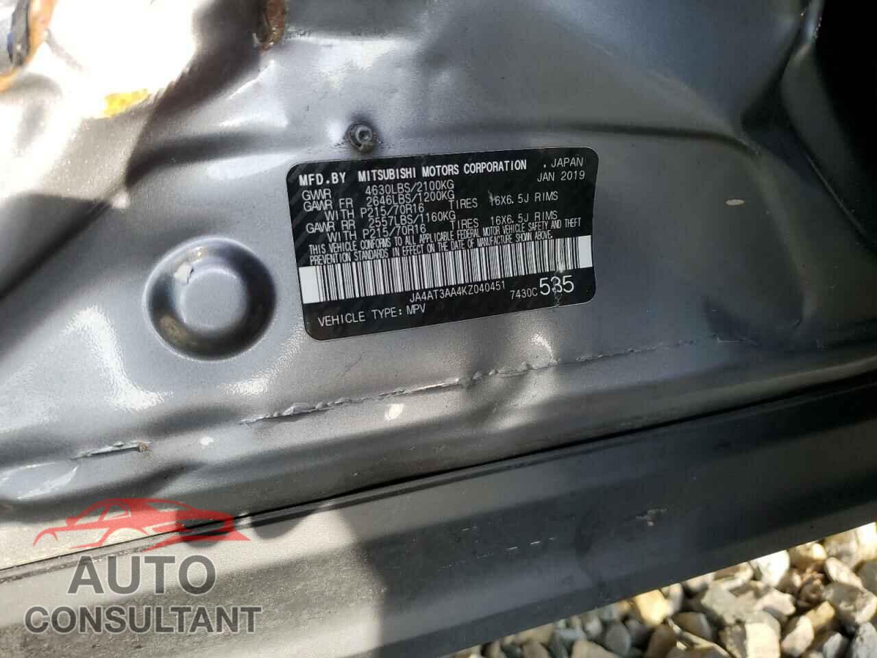 MITSUBISHI ECLIPSE 2019 - JA4AT3AA4KZ040451