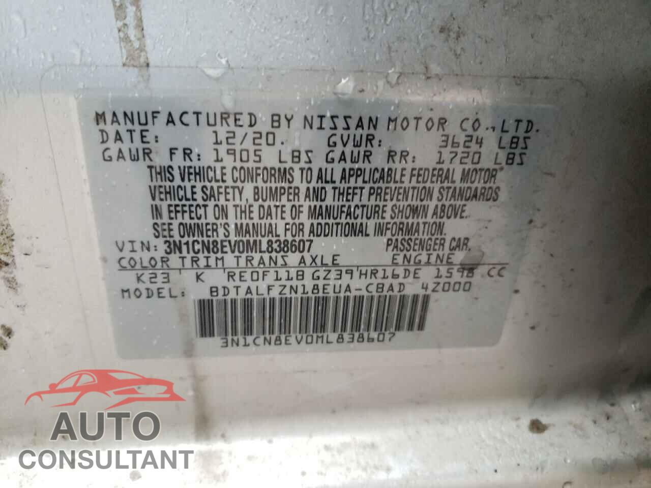 NISSAN VERSA 2021 - 3N1CN8EV0ML838607