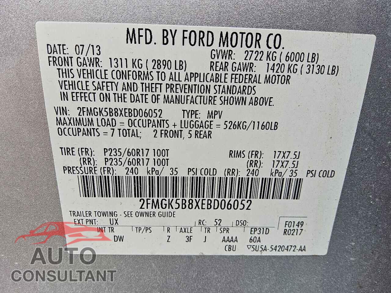 FORD FLEX 2014 - 2FMGK5B8XEBD06052
