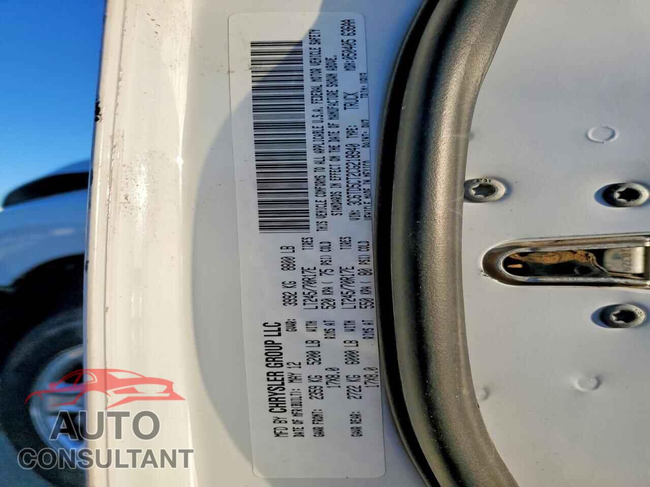 DODGE RAM 2500 2012 - 3C6TD5CT2CG218940