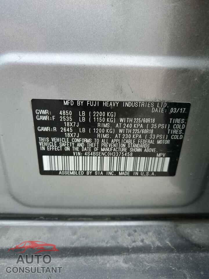 SUBARU OUTBACK 2017 - 4S4BSENC0H3375458