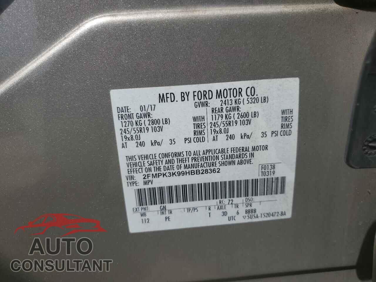 FORD EDGE 2017 - 2FMPK3K99HBB28362