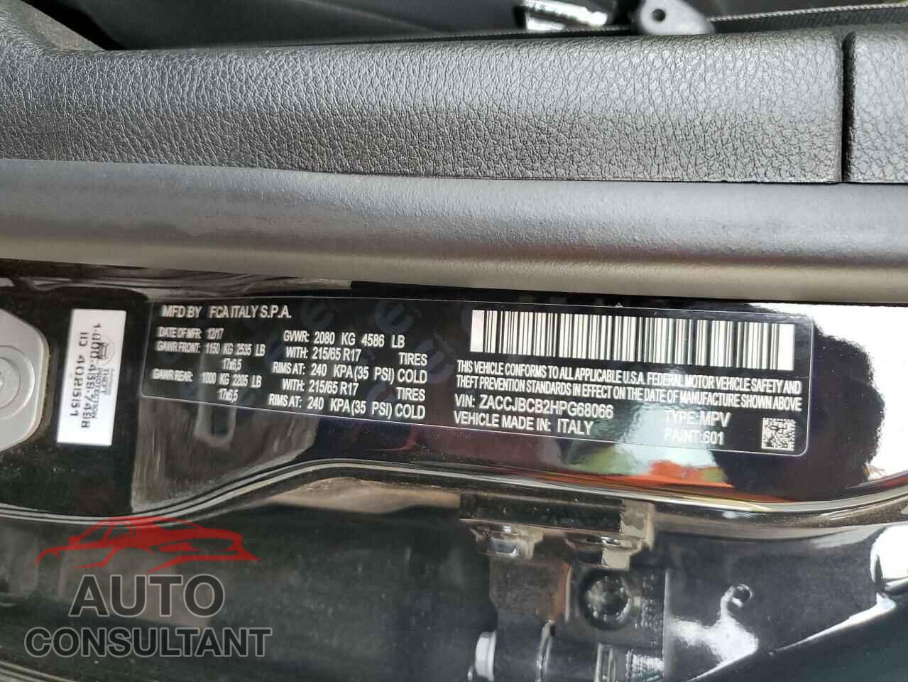 JEEP RENEGADE 2017 - ZACCJBCB2HPG68066