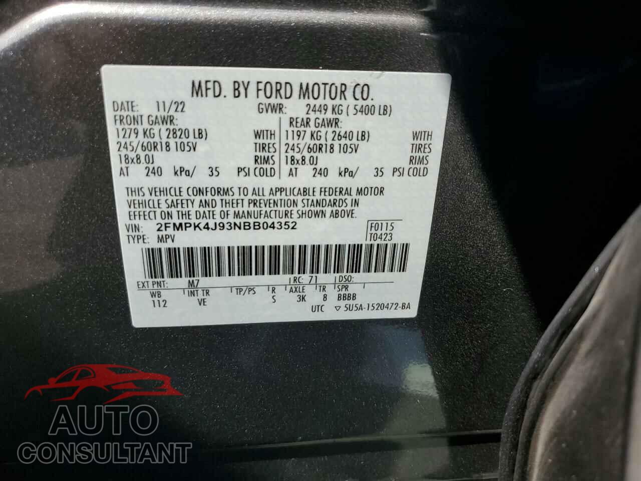 FORD EDGE 2022 - 2FMPK4J93NBB04352