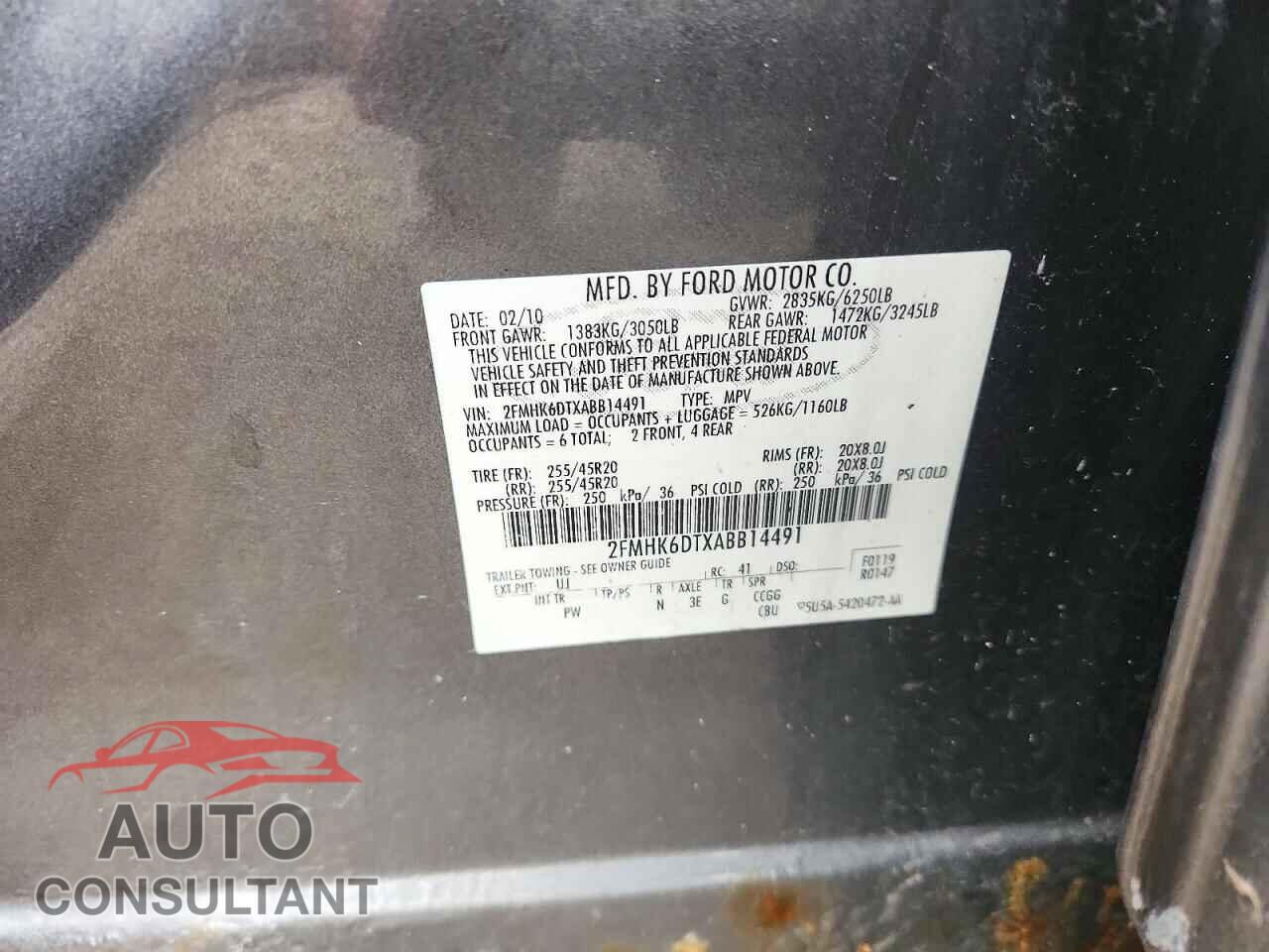 FORD FLEX 2010 - 2FMHK6DTXABB14491